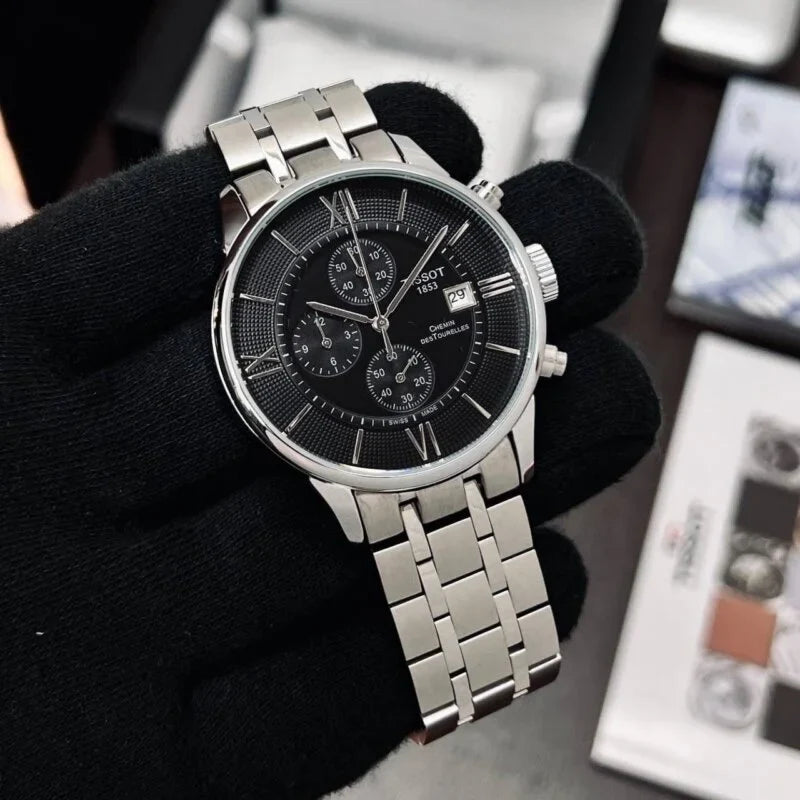 Tissot 1853 Black Dial with Silver Finish
