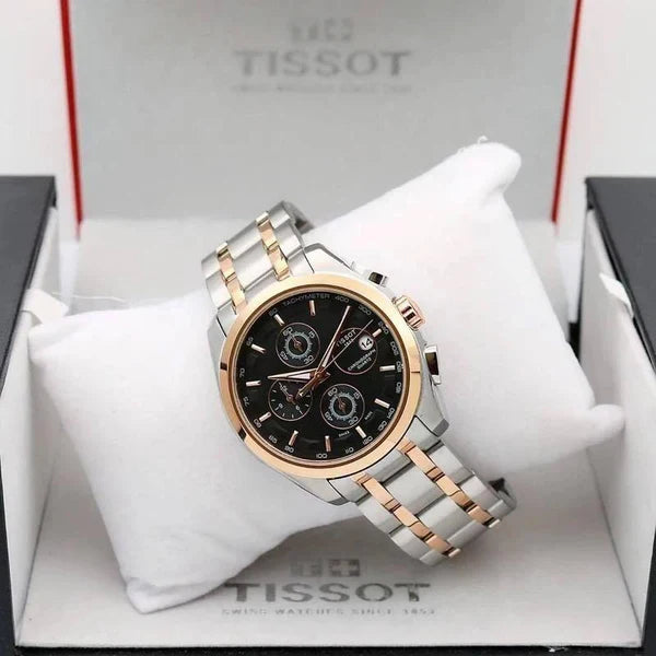 Tissot 1853 Black Dial with Rosegold Bezel (Two-Tone Strap)