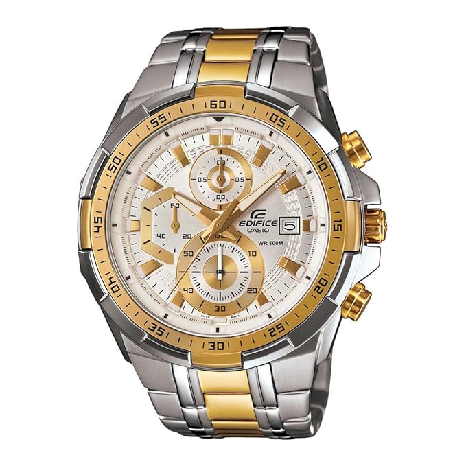 Casio Edifice EFR-539 | Silver-Gold Black Dial Bold Edition