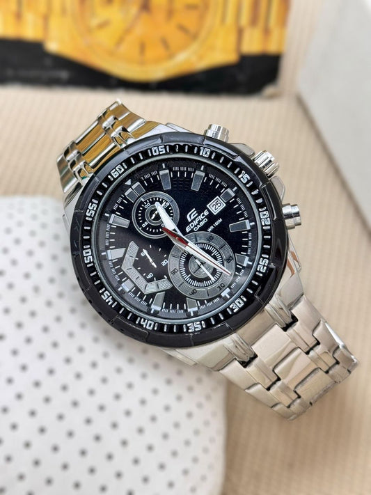 Casio Edifice EFR-539 | Silver Steel Black Dial Edition
