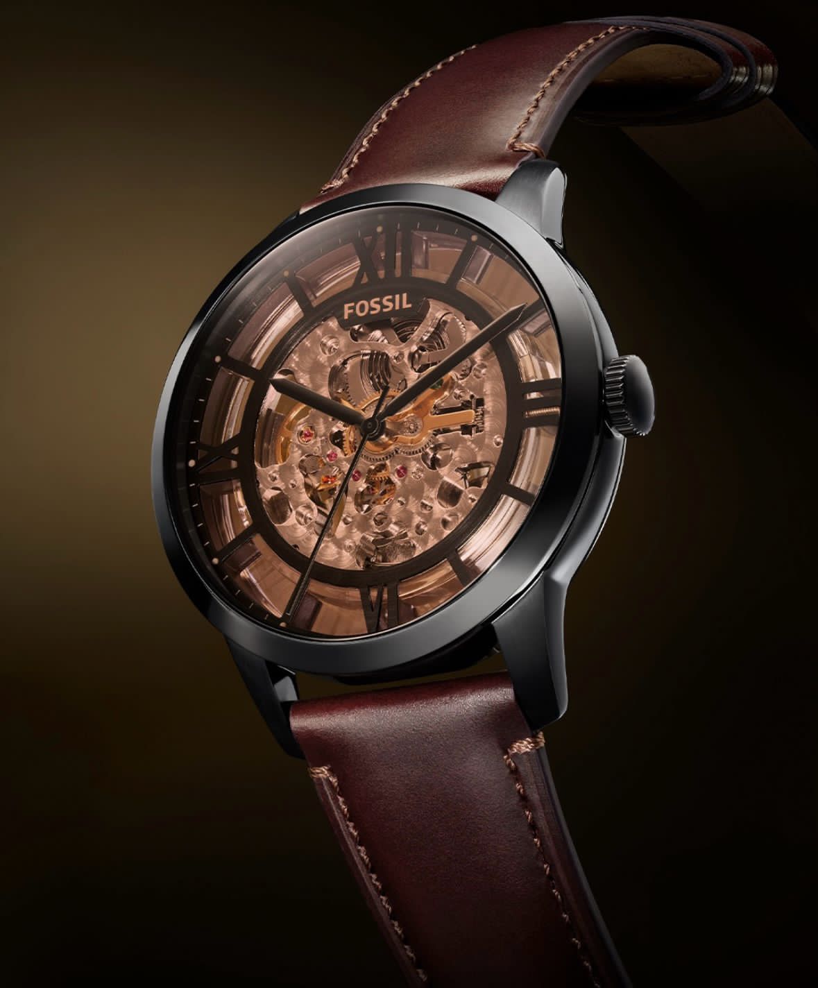 Fossil Townsman Skeleton Dial | Vintage Rose Gold Edition